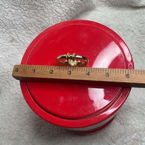 Vintage Red mid century, modern Kraftware Faux Leather Ice Bucket Reto Red - Picture 10 of 14